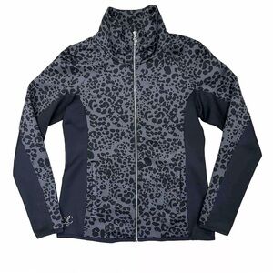 Juicy Couture Cheetah Print Track Jacket Black Activewear Y2K Women’s Size Med